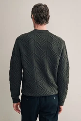 Next Rundhalspullover Regular Fit Signature Dunkelgrün/Grün