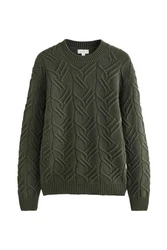 Next Rundhalspullover Regular Fit Signature Dunkelgrün/Grün