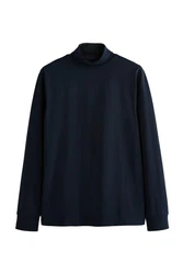 Next Langarmshirt Essential T-Shirt mit Rollkragen Dunkelblau