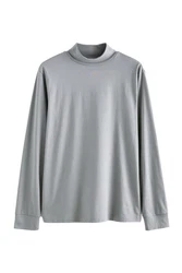 Next Langarmshirt Essential T-Shirt mit Rollkragen Grau/Hellgrau