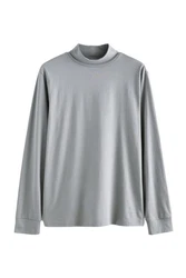 Next Langarmshirt Essential T-Shirt mit Rollkragen Grau/Hellgrau