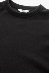 Next Langarmshirt mit Waffelstruktur Schwarz/Dunkelgrau
