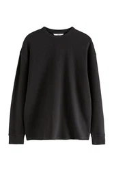 Next Langarmshirt mit Waffelstruktur Schwarz/Dunkelgrau