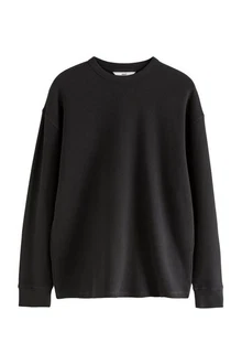 Next Langarmshirt mit Waffelstruktur Schwarz/Dunkelgrau Next Langarmshirt mit Waffelstruktur Schwarz/Dunkelgrau
