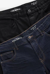 Next Slim-fit Jeans (2-tlg) Dunkelblau/Schwarz