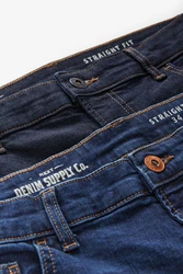 Next Straight Jeans (2er-Pack) Dunkelblau/Blau