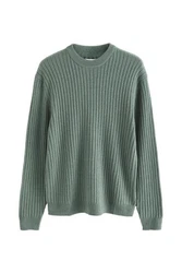Next Rundhalspullover Regular Fit Premium Grün/Hellgrün/Hellblau/Dunkelgrün