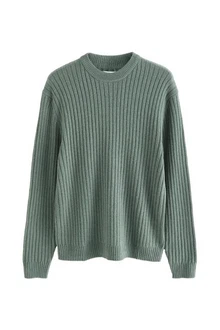 Next Rundhalspullover Regular Fit Premium Grün/Hellgrün/Hellblau/Dunkelgrün