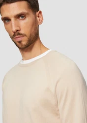 s.Oliver Strickpullover mit Raglanärmeln Beige/Khaki/Weiß