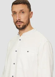 s.Oliver Langarmhemd Regular Fit Weiß/Khaki/Creme/Grau