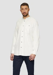 s.Oliver Langarmhemd Regular Fit Weiß/Khaki/Creme/Grau