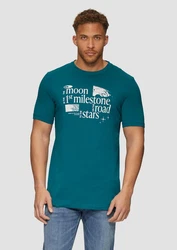 s.Oliver Kurzarmshirt T-Shirt mit Front-Print Türkis/Grün