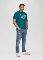 s.Oliver Kurzarmshirt T-Shirt mit Front-Print Türkis/Grün