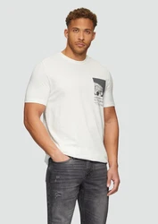 s.Oliver Kurzarmshirt T-Shirt mit Front-Print Weiß/Creme/Grau/Khaki
