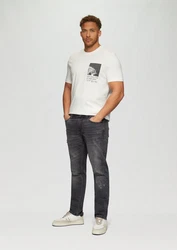 s.Oliver Kurzarmshirt T-Shirt mit Front-Print Weiß/Creme/Grau/Khaki
