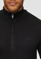 s.Oliver Outdoorjacke Strickjacke mit Stehkragen Schwarz