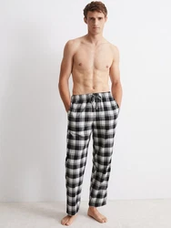Marc O'Polo Pyjamahose Homey Flanell Dunkelgrau/Weiß/Schwarz/Grau/Braun