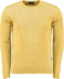 Strickpullover MAERZ Rundhals Pullover gelb aus Merinowolle