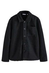 Next Hemdjacke im Wolllook Schwarz/Dunkelgrau