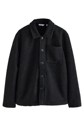 Next Hemdjacke im Wolllook Schwarz/Dunkelgrau