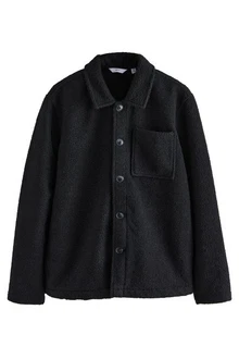 Next Hemdjacke im Wolllook Schwarz/Dunkelgrau
