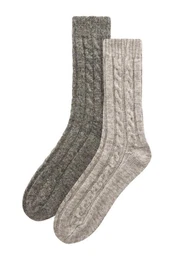 Thermosocken Dicke Stricksocken im Zopfmuster, 2er-Pack (2-Paar)