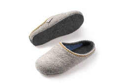naturling Herren Filz Slipper mit Einlage Hausschuh Grau/Blau