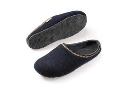 naturling Herren Filz Slipper mit Einlage Hausschuh Dunkelblau/Blau