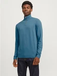 JACK & JONES Pullover 'JJEEmil' Blau/Hellblau/Grau/Türkis