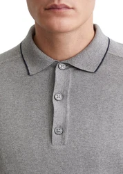 Marc O'Polo Polokragenpullover Milano-Struktur Grau/Hellgrau