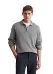 Marc O'Polo Polokragenpullover Milano-Struktur Grau/Hellgrau