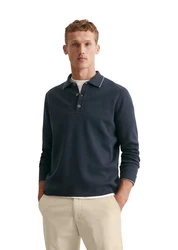 Marc O'Polo Polokragenpullover Milano-Struktur Dunkelblau/Blau/Grau/Rot