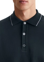 Marc O'Polo Polokragenpullover Milano-Struktur Dunkelblau/Blau/Grau/Rot