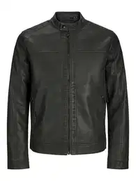 Lederimitatjacke JJEWARNER WASHED PU JACKET NOOS mit Bandkragen