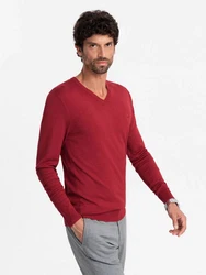 Ombre V-Ausschnitt-Pullover Dunkelrot/Rot/Bordeaux