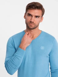 Ombre V-Ausschnitt-Pullover Blau/Hellblau