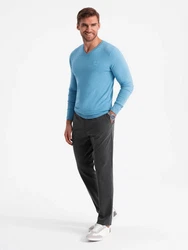 Ombre V-Ausschnitt-Pullover Blau/Hellblau