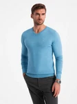 Ombre V-Ausschnitt-Pullover Blau/Hellblau