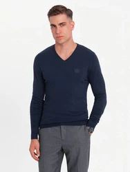 Ombre V-Ausschnitt-Pullover Dunkelblau/Blau/Hellblau