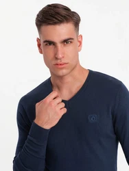 Ombre V-Ausschnitt-Pullover Dunkelblau/Blau/Hellblau