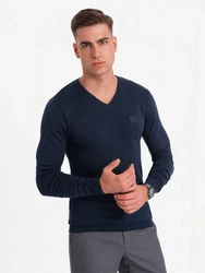 Ombre V-Ausschnitt-Pullover Dunkelblau/Blau/Hellblau