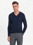 Ombre V-Ausschnitt-Pullover Dunkelblau/Blau/Hellblau