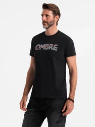 OMBRE Print-Shirt Herren-T-Shirt mit doppeltem Logodruck Braun/Schwarz