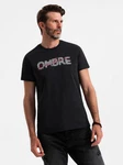 OMBRE Print-Shirt Herren-T-Shirt mit doppeltem Logodruck Braun/Schwarz