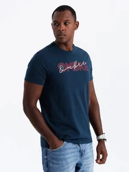 OMBRE Print-Shirt Herren-T-Shirt mit doppeltem Logodruck Dunkelblau/Blau/Hellblau/Schwarz