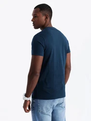 OMBRE Print-Shirt Herren-T-Shirt mit doppeltem Logodruck Dunkelblau/Blau/Hellblau/Schwarz