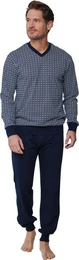 Schlafanzug Herren Pyjama lang mit Bndchen (2 tlg) Baumwolle
