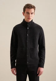 Strickjacke Langarm Stehkragen Uni