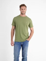 LERROS Basic T-Shirt mit Logostitch Dunkelgrün/Grün