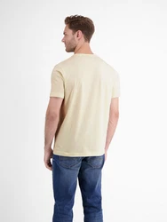 LERROS Basic T-Shirt mit Logostitch Khaki/Creme/Beige/Weiß/Gelb